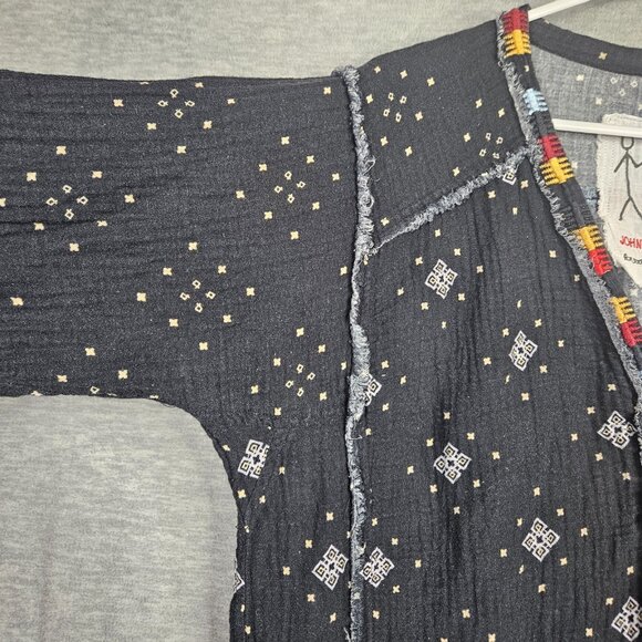 Johnny Was Pete & Greta Nazar Gauze Embroidered Black Blouse Size L - Picture 8 of 8